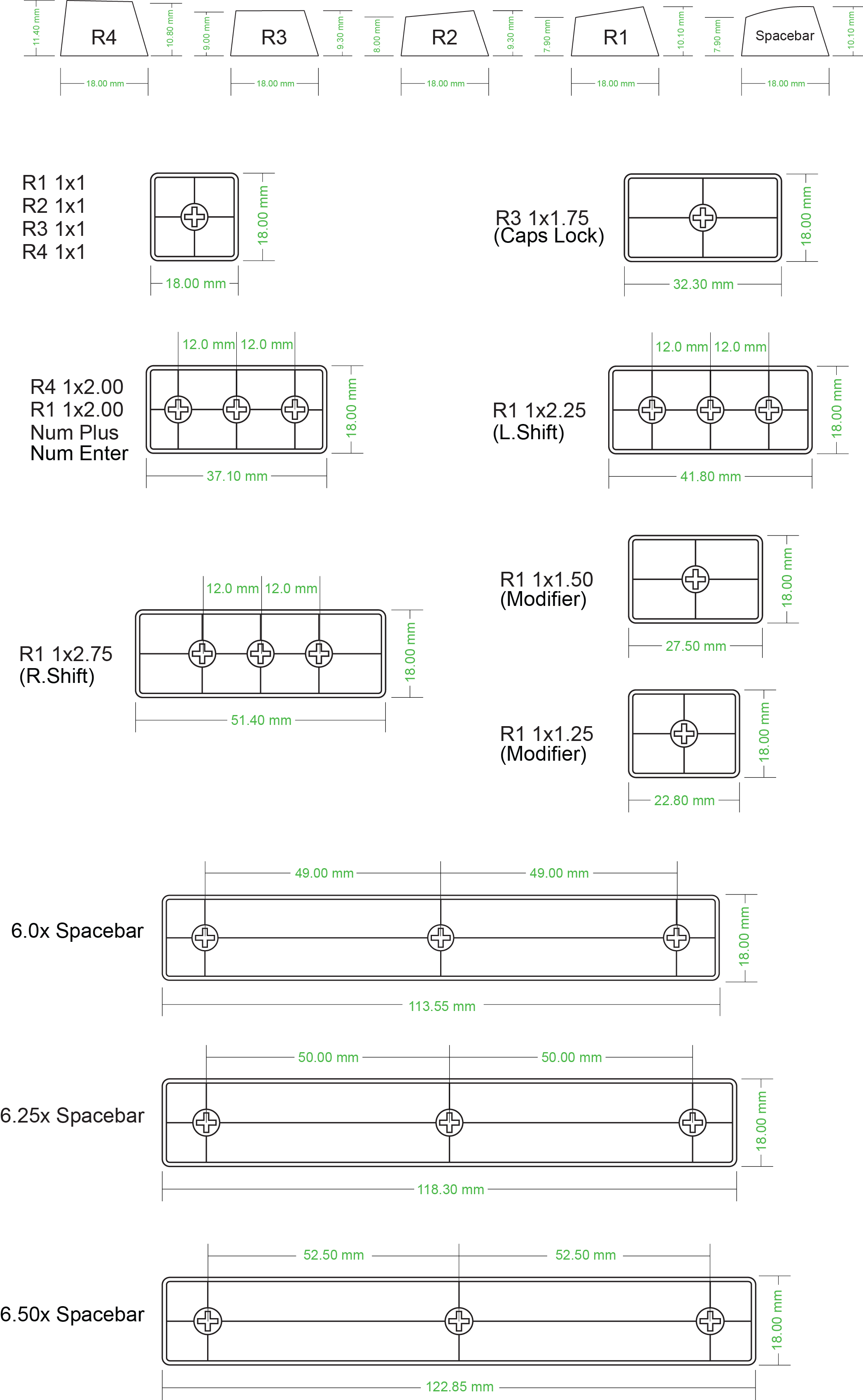 Keycap Profile Size Information MAX Keyboards